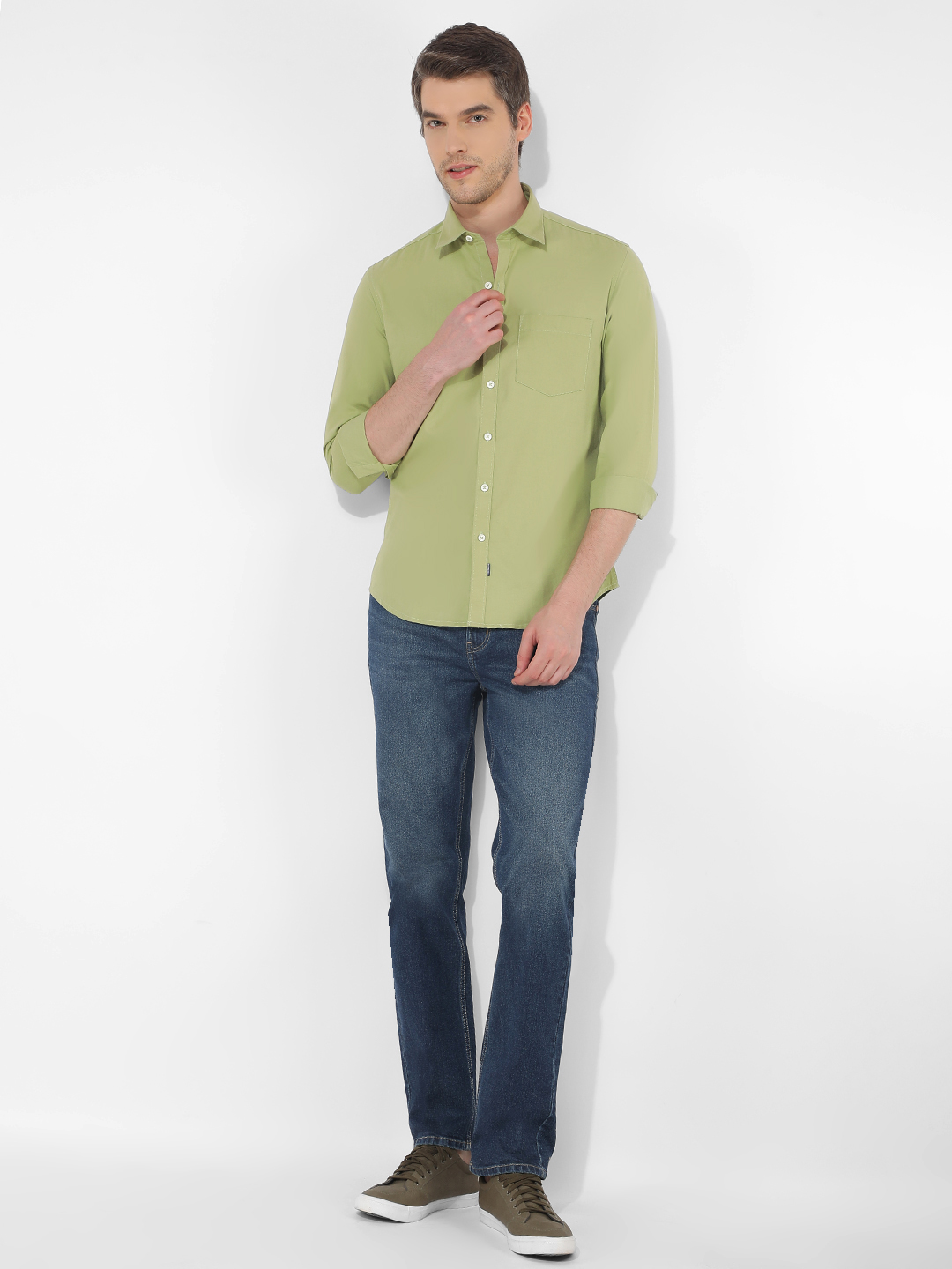 Numero Uno Men Solid Green Shirt